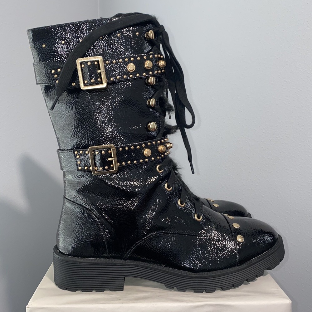 London Rag Womens High Boots With Belt Buckles Size 10 Brand New